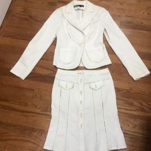 Bebe White Suit Jacket Size 2 Skirt Size 0